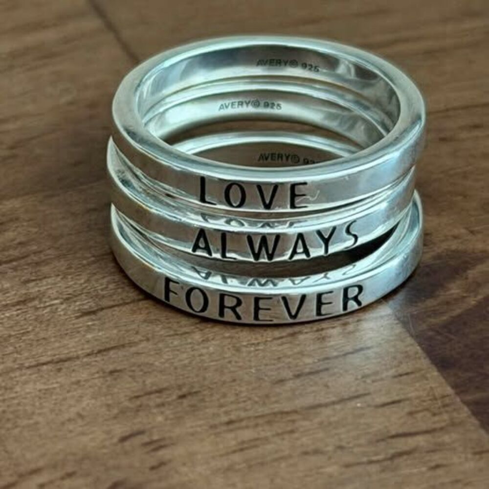 James Avery RETIRED LOVE ALWAYS FOREVER 3 Ring Set Sterling Silver 925 Sz 8